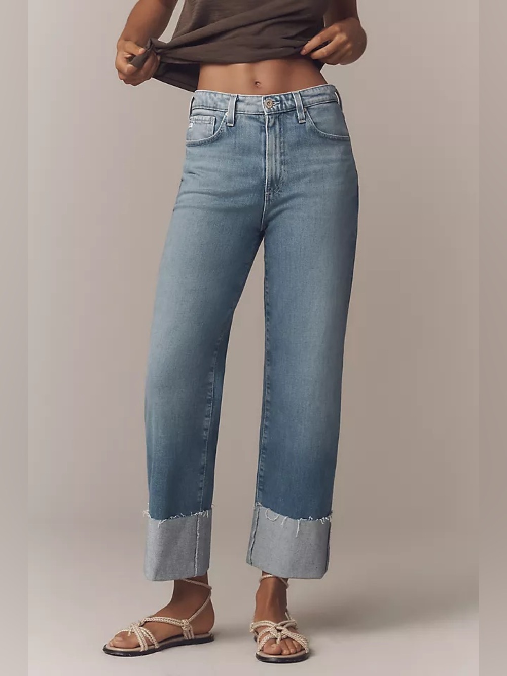 AG Kora Ankle High Rise Wide Leg Cuffed Jeans Size 28